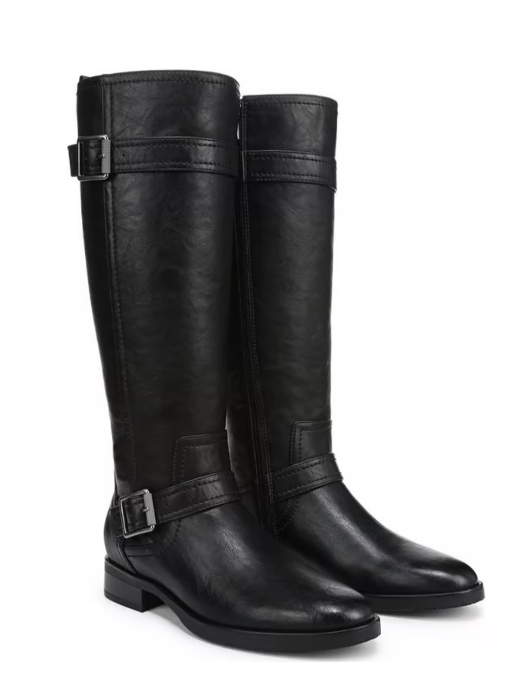 Naturalizer Tiernan Womens Black Riding Boots Tall Buckle Zip 5.5M NEW